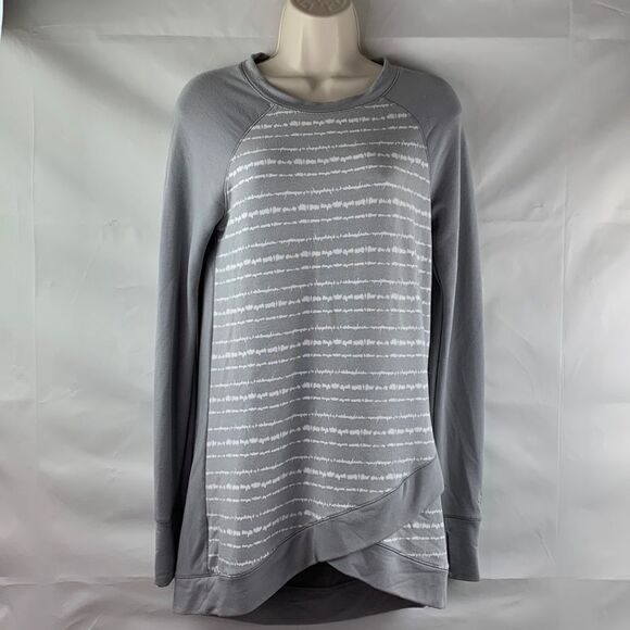 Cuddle Duds Gray and White long sleeve workout top - Picture 1 of 12